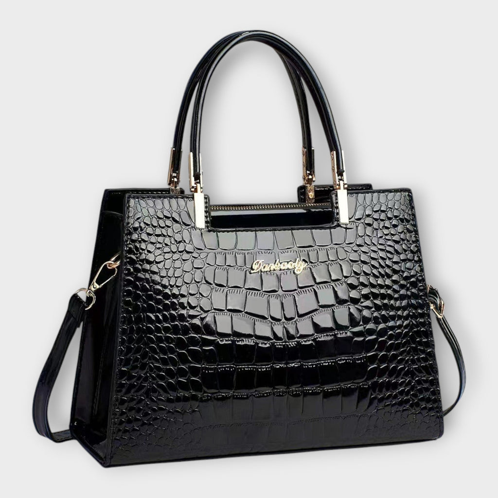 Erain | Bolso brillante en piel con grabado de cocodrilo