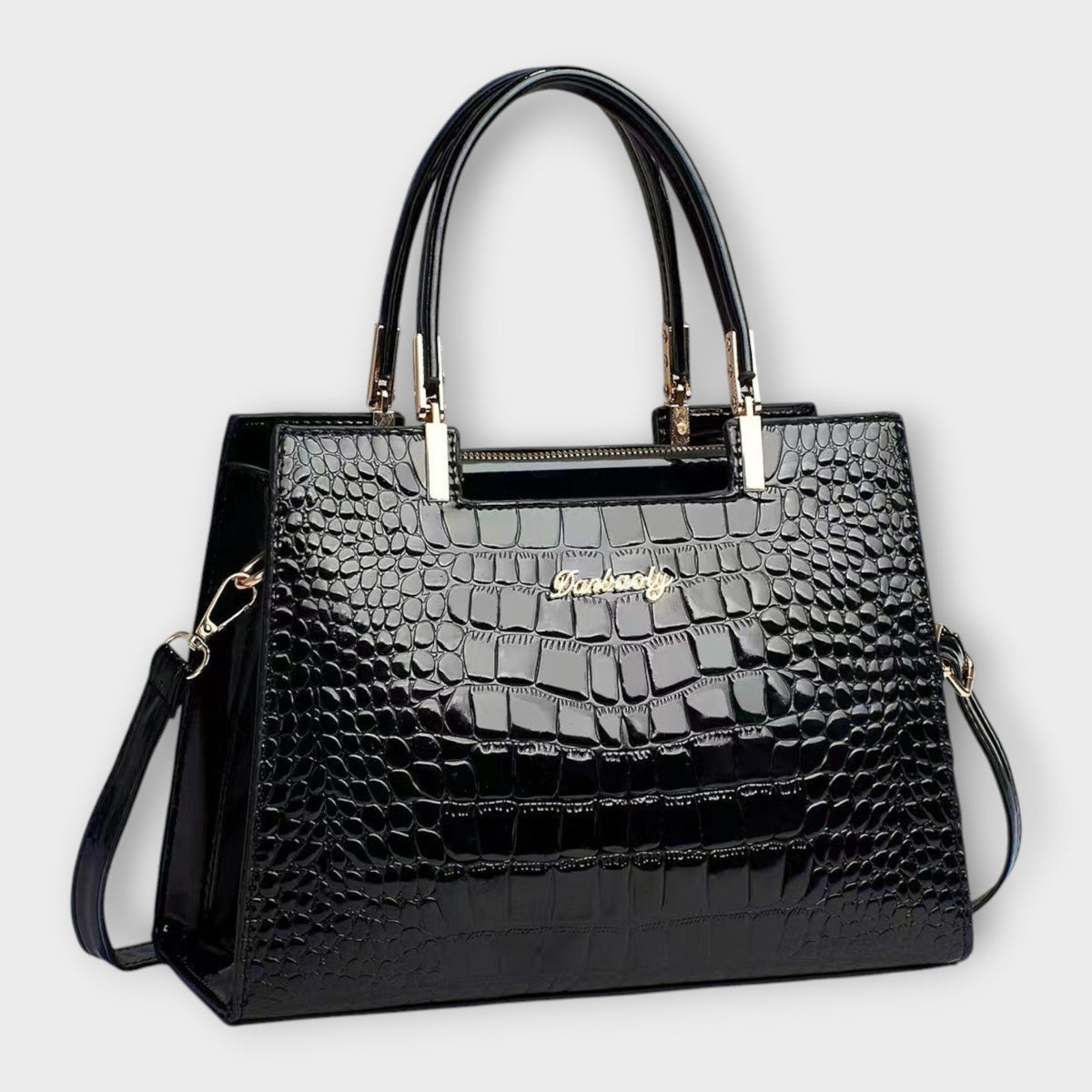 Erain | Bolso brillante en piel con grabado de cocodrilo