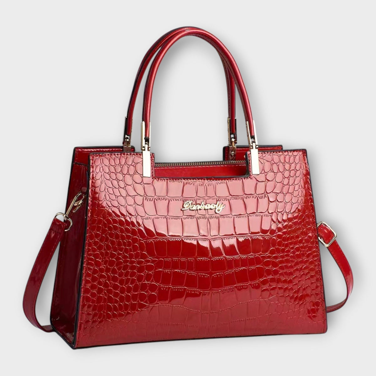 Erain | Bolso brillante en piel con grabado de cocodrilo