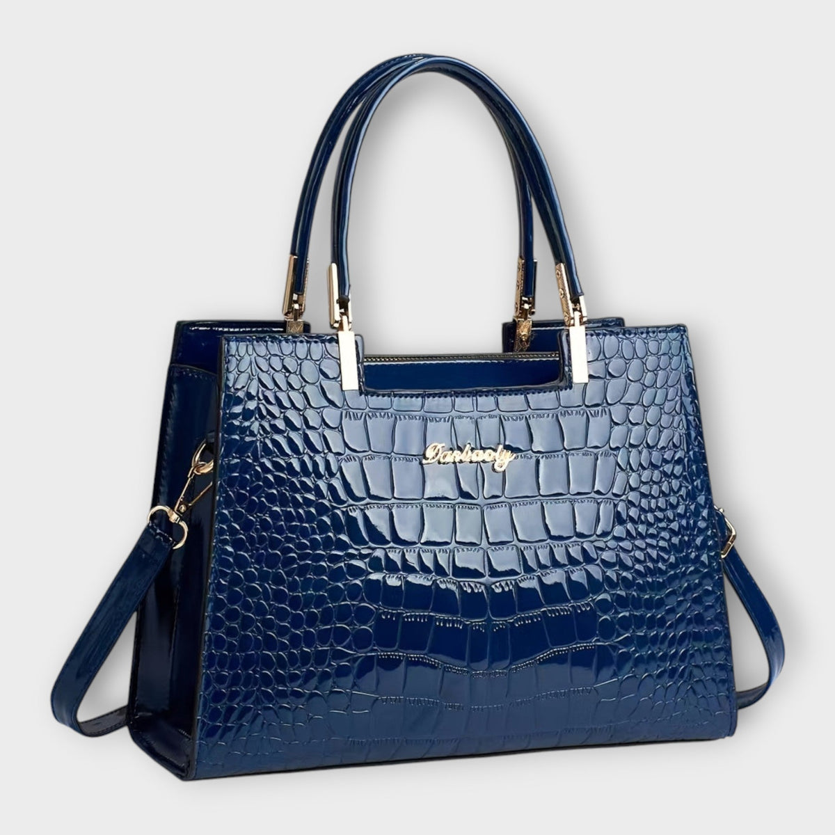 Erain | Bolso brillante en piel con grabado de cocodrilo
