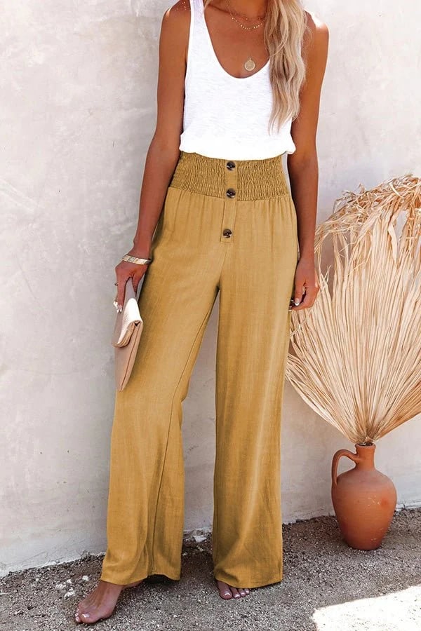 Amaya | Pantalones de Lino de Cintura Alta, Frescura con Estilo