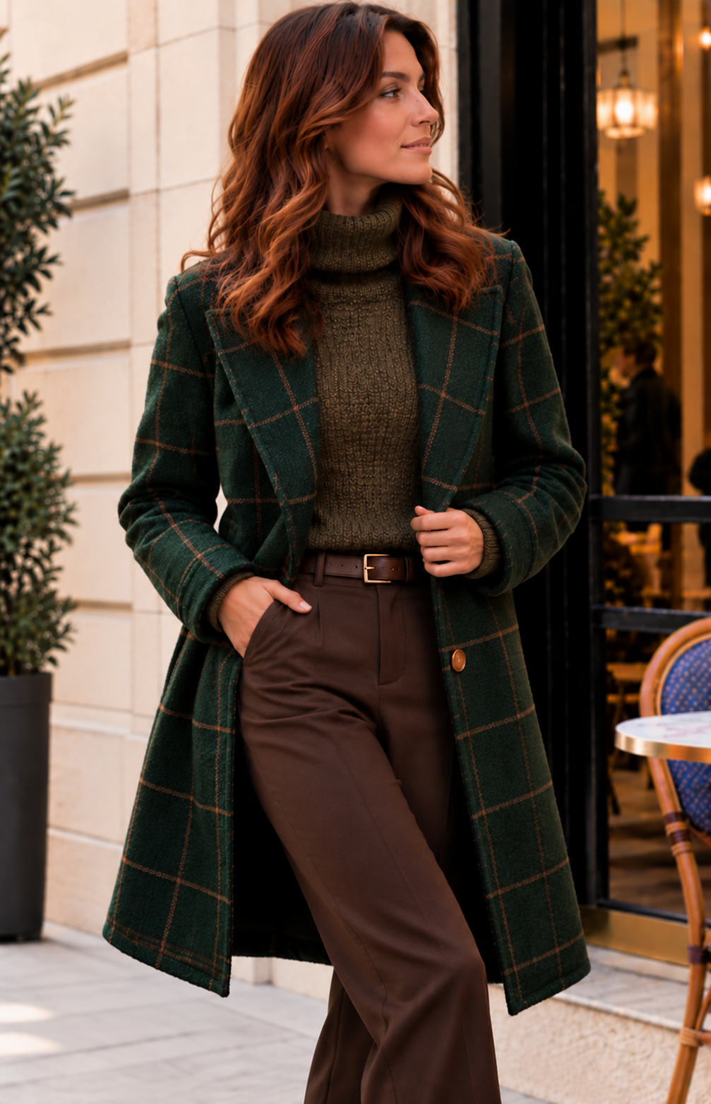 Renata | Abrigo premium a cuadros con solapas retro