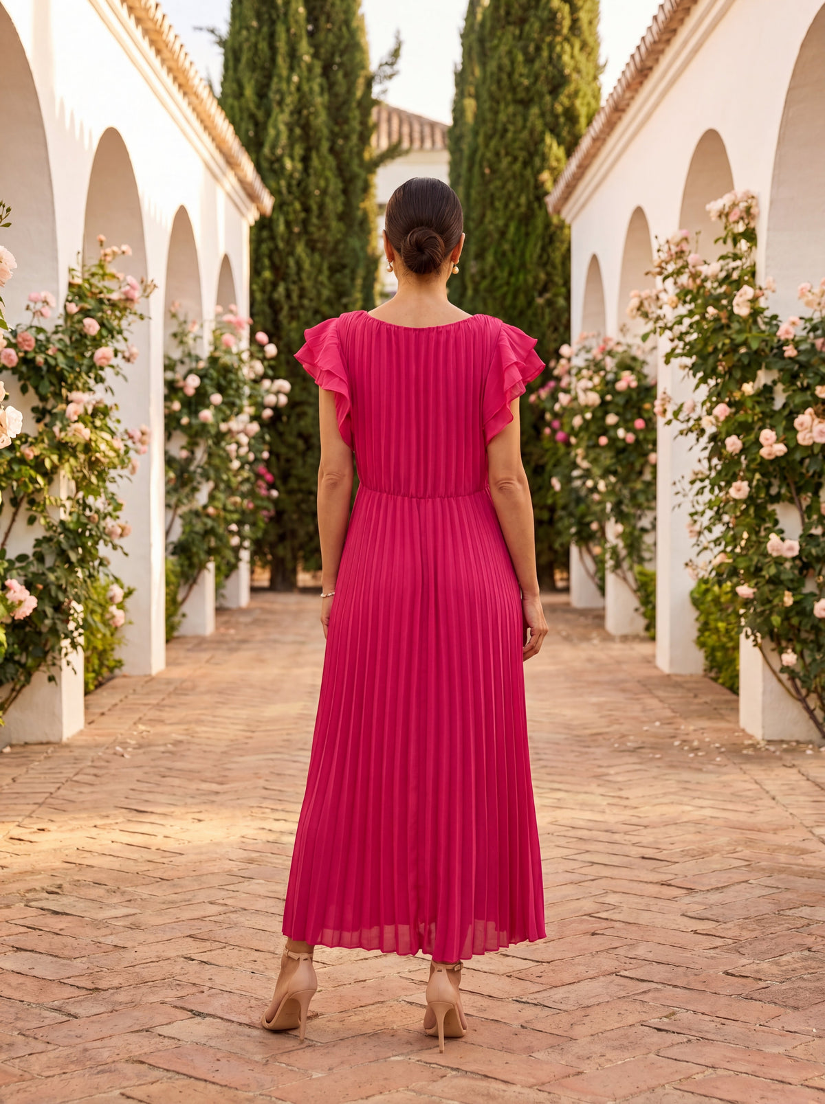 Valeria | Vestido maxi plisado