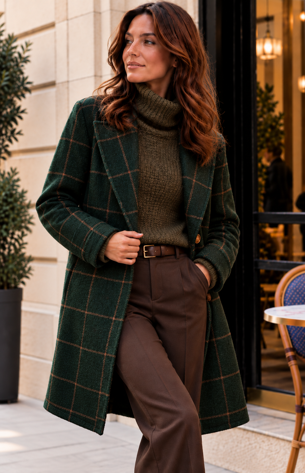 Renata | Abrigo premium a cuadros con solapas retro