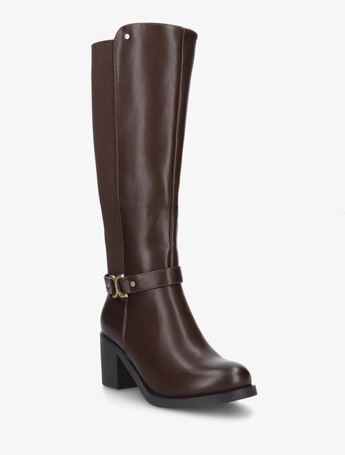Alejandra | Botas elásticas con hebilla metálica marrón