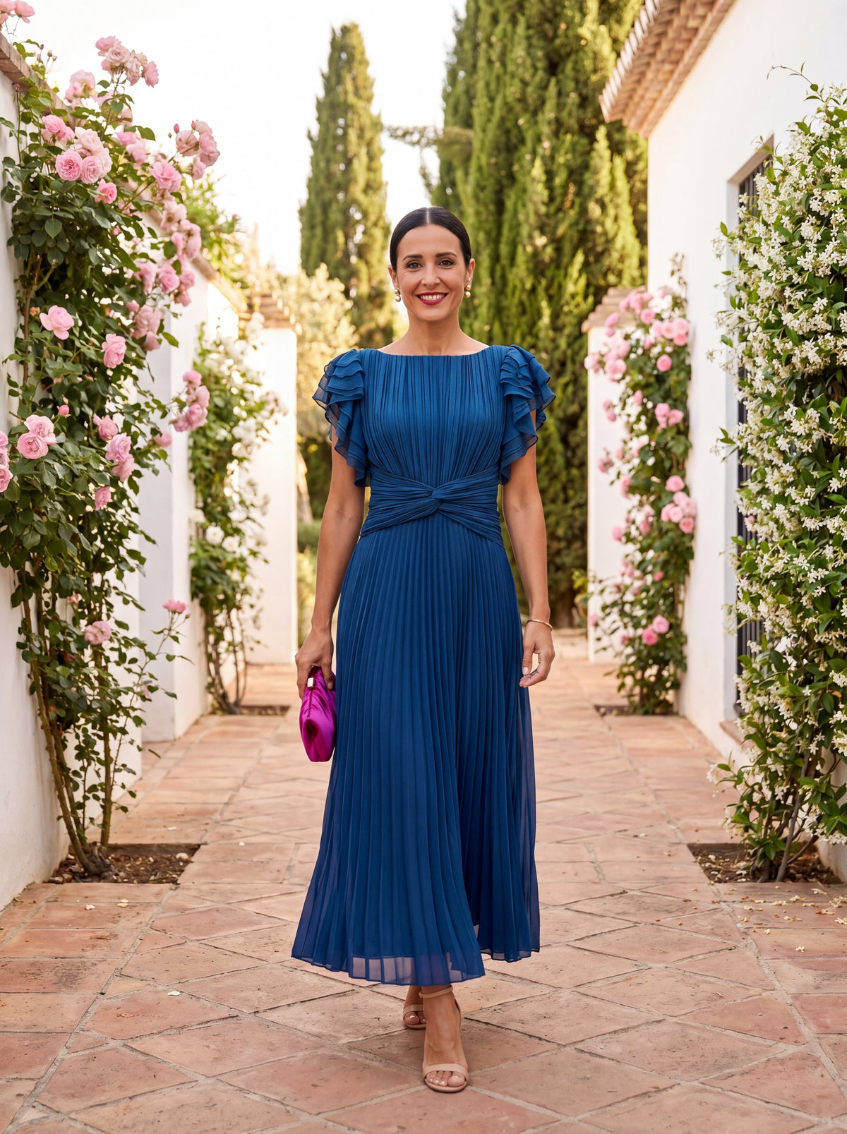 Valeria | Vestido maxi plisado