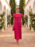 Valeria | Vestido maxi plisado