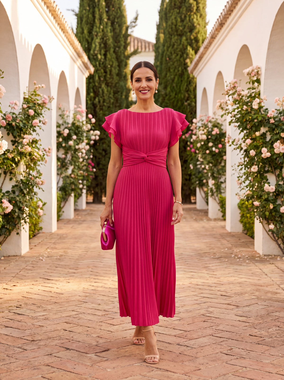 Valeria | Vestido maxi plisado