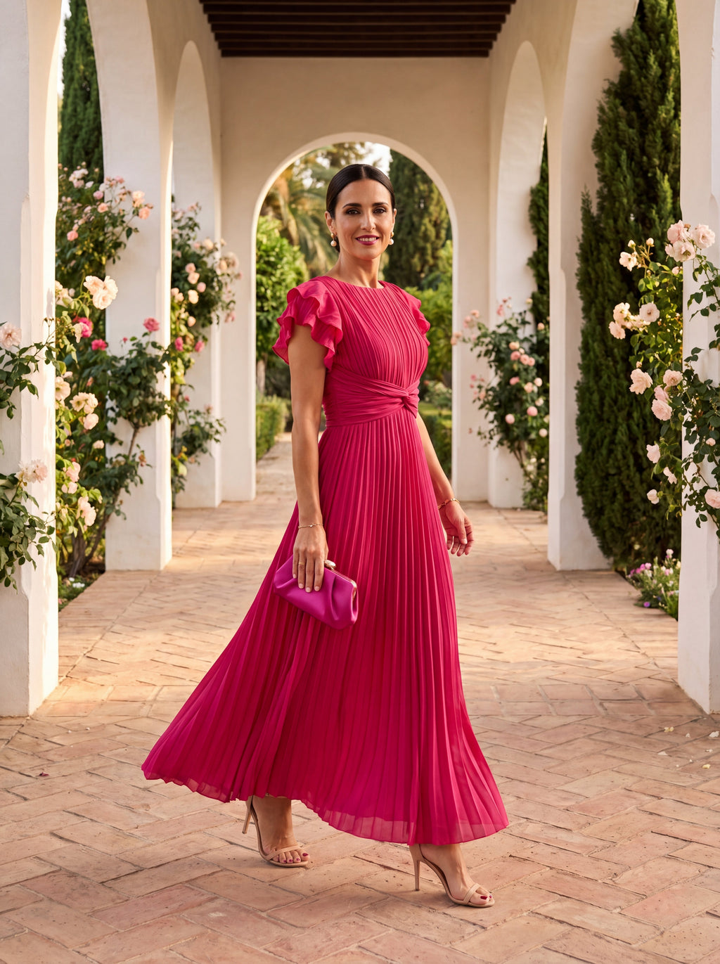 Valeria | Vestido maxi plisado