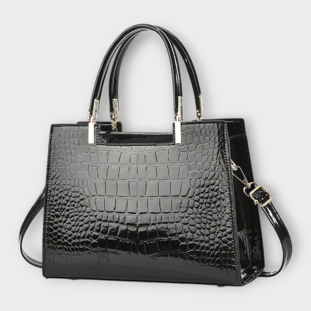 Erain | Bolso brillante en piel con grabado de cocodrilo
