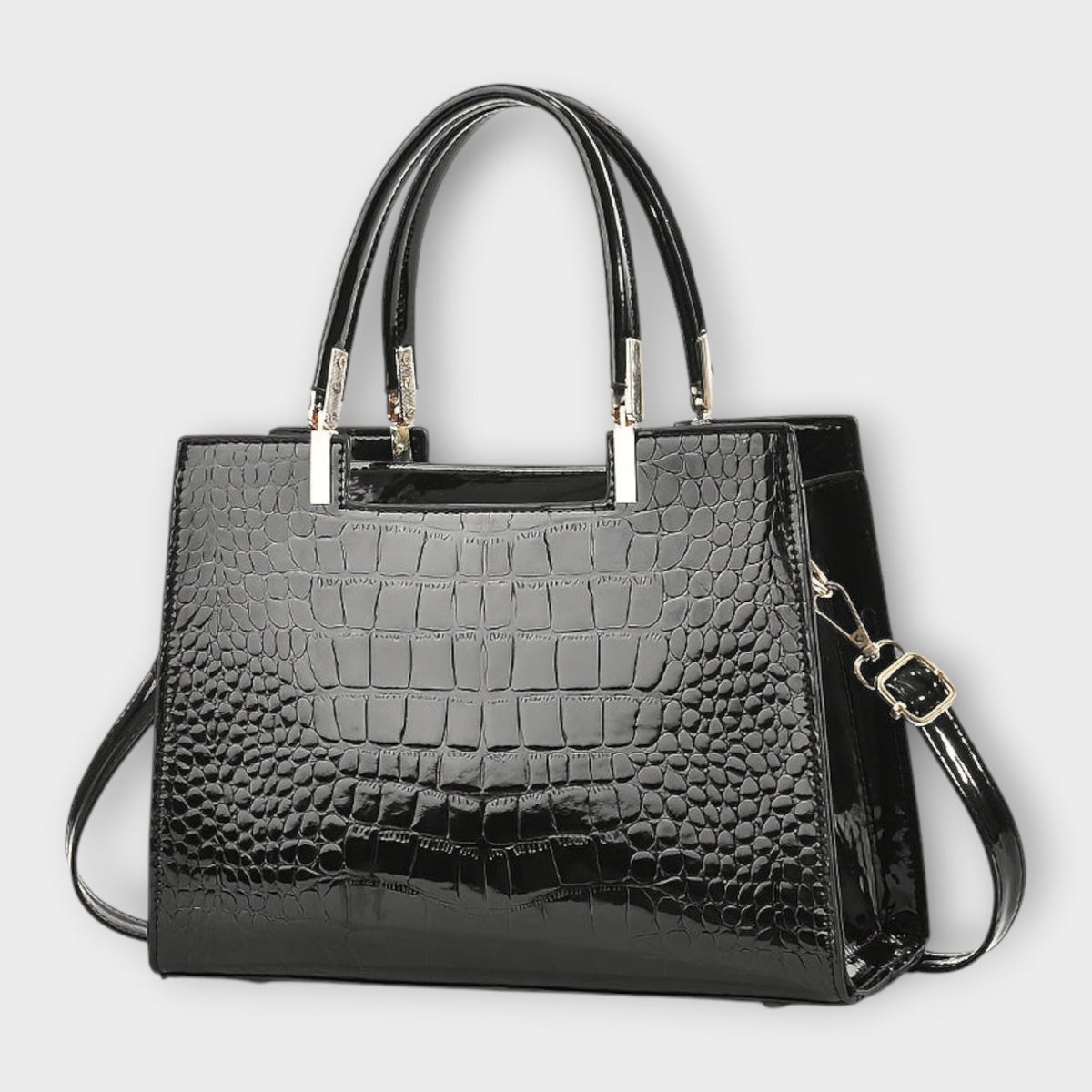 Erain | Bolso brillante en piel con grabado de cocodrilo