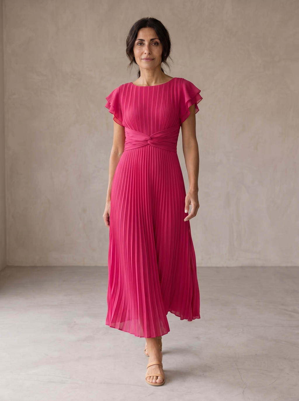 Valeria | Vestido maxi plisado
